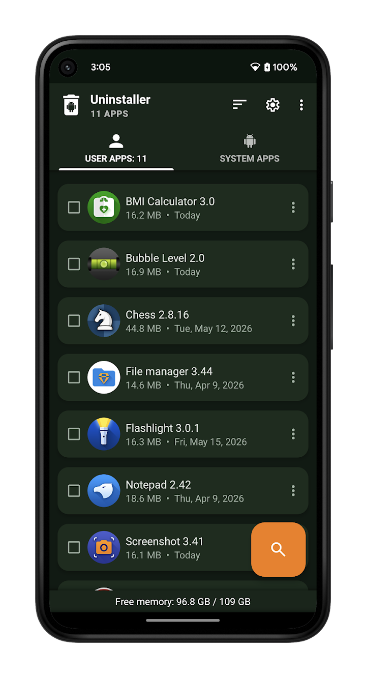 Uninstaller screenshot