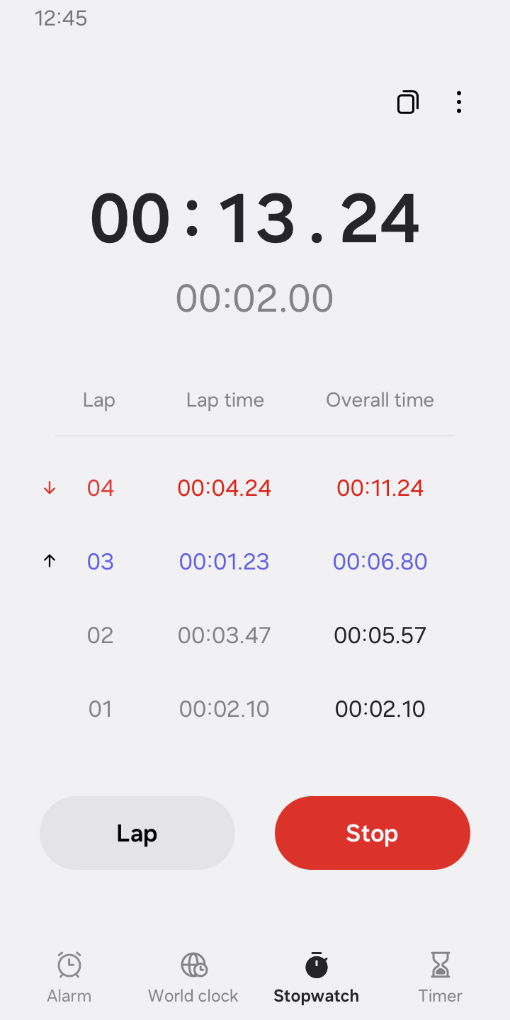 Clock screenshot