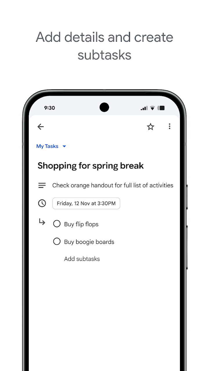 Google Tasks screenshot