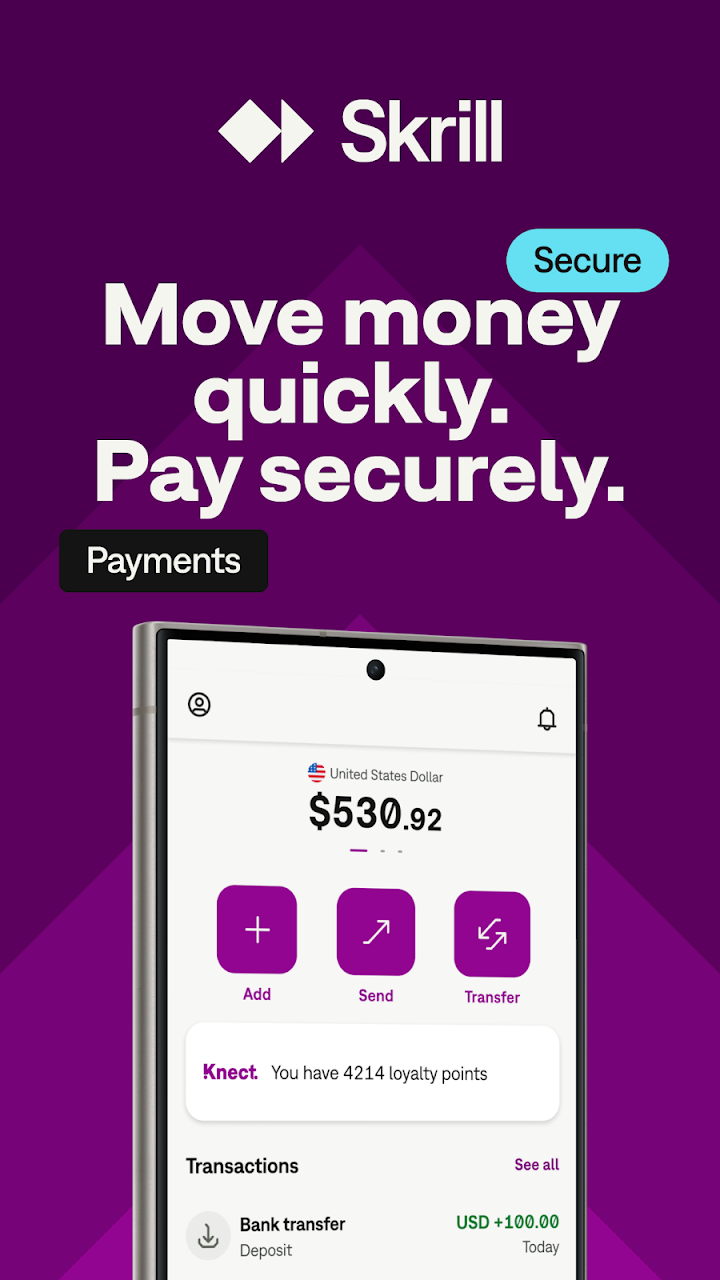 Skrill - Fast, secure payments screenshot